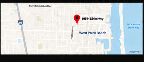 Map of West Palm Beach showing the training location
